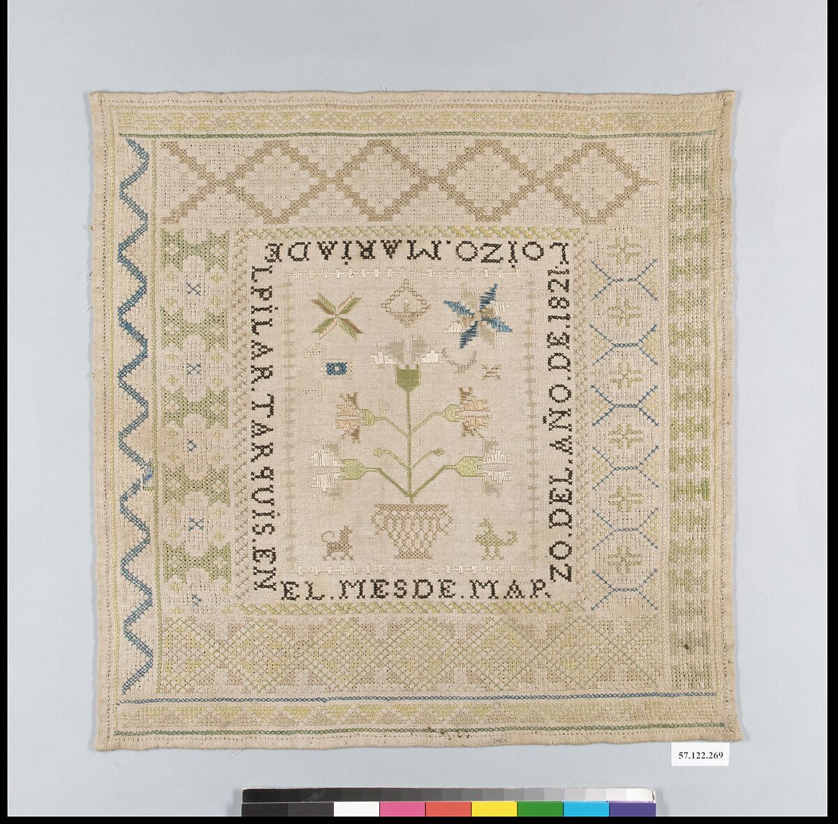 Sampler, Linen, Spanish