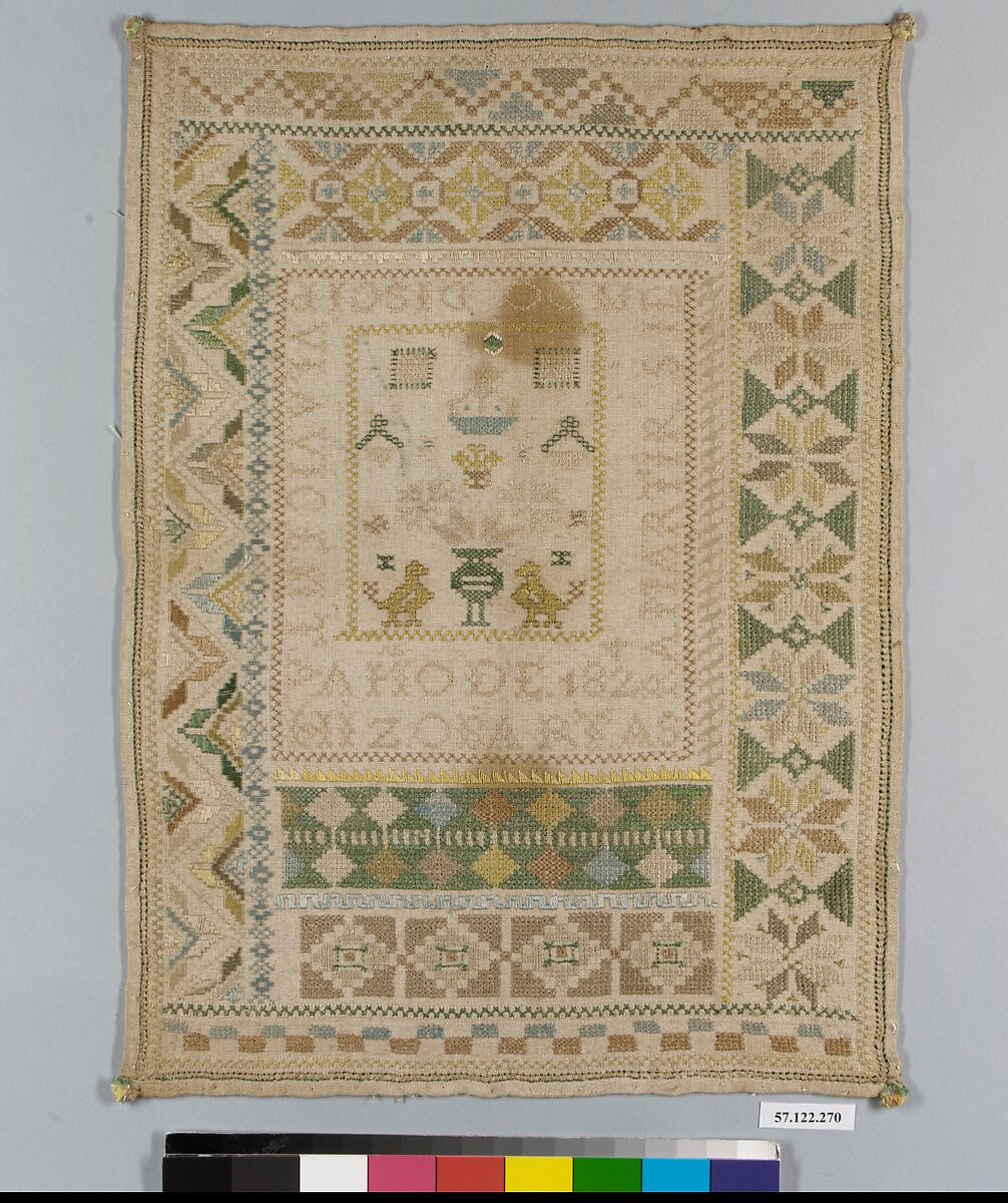 Sampler, Silk on linen, Spanish