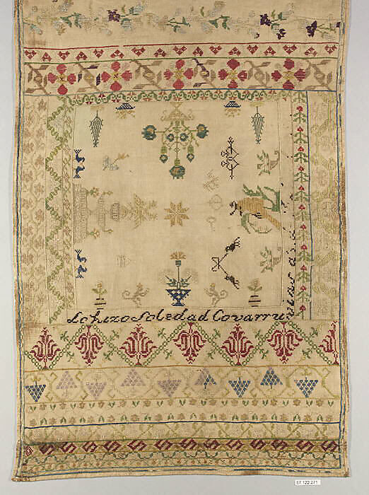 Sampler, Silk on linen, Spanish 