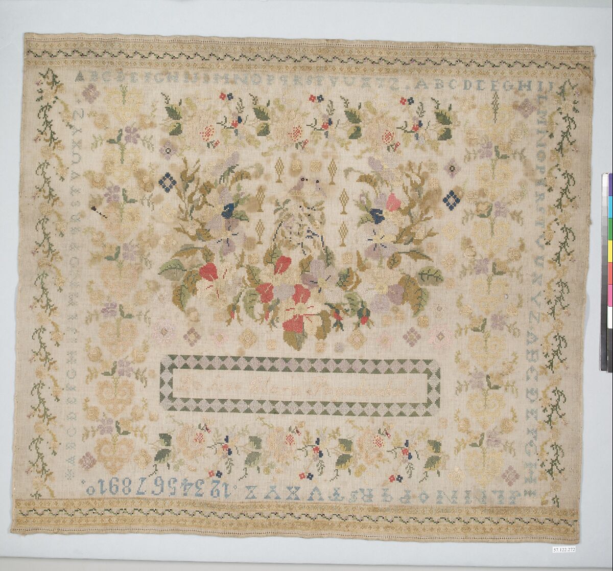 Sampler, Silk on canvas, Spanish