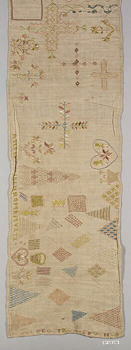 Sampler, Silk on linen, Spanish 