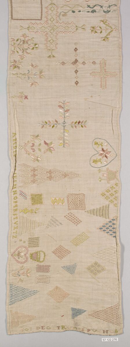 Sampler, Silk on linen, Spanish