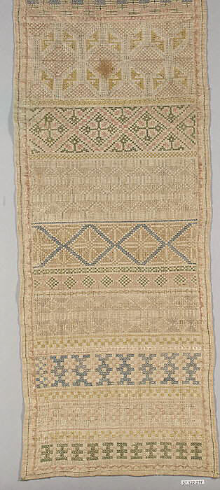 Sampler, Silk on linen, Spanish 