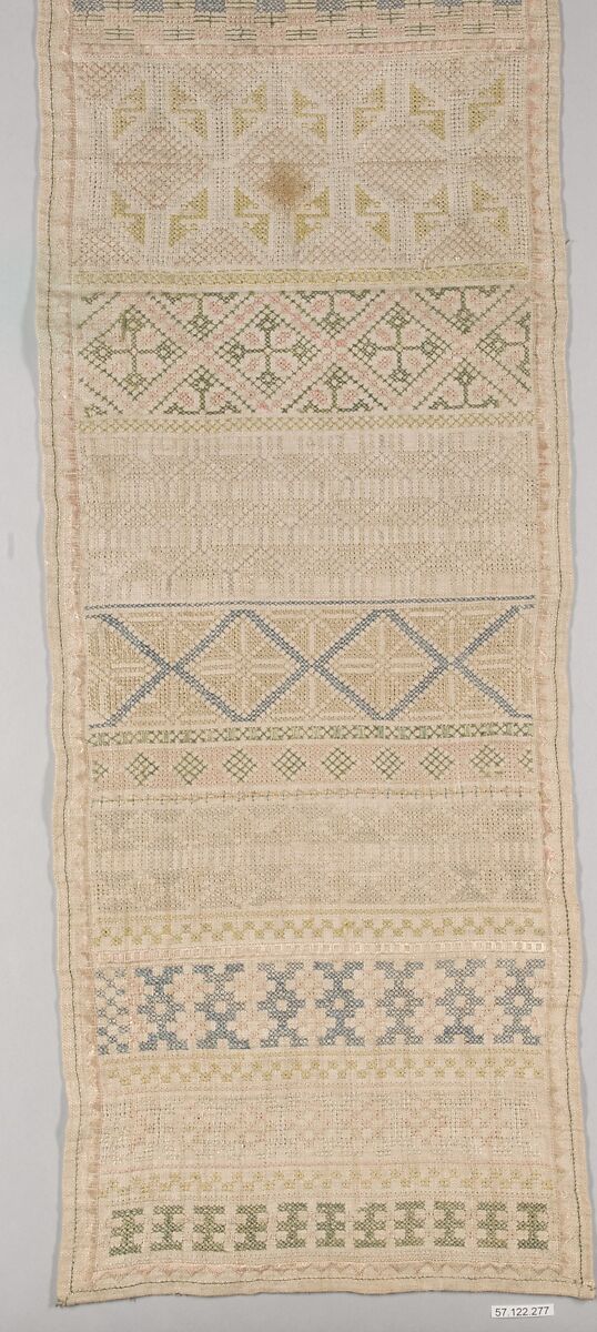 Sampler, Silk on linen, Spanish