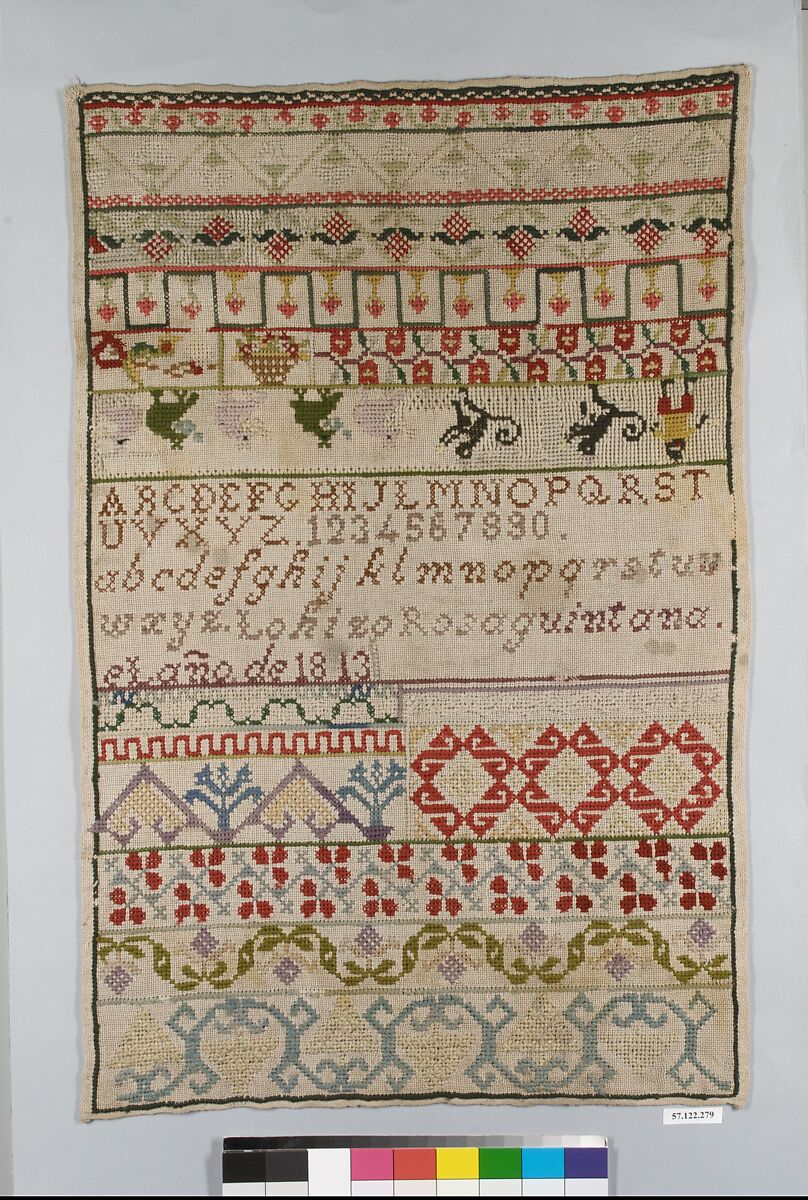 Sampler, Wool on canvas, Spanish