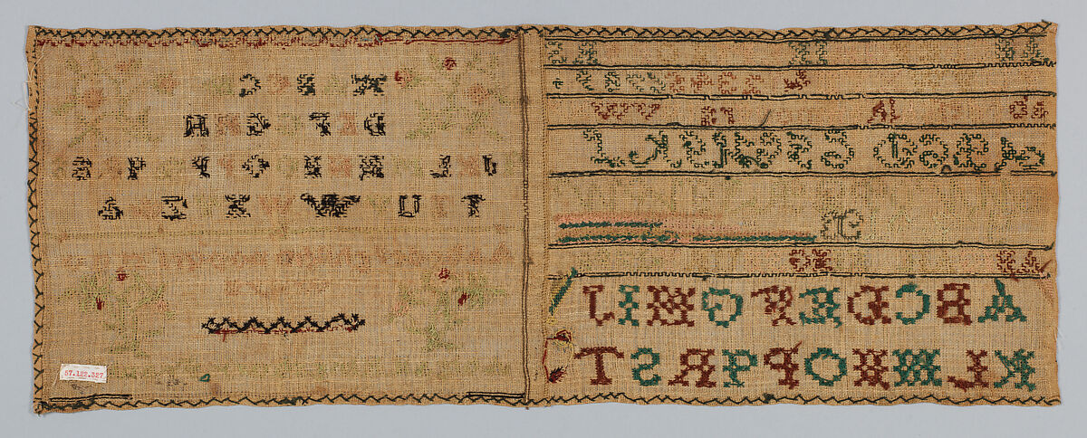 Sampler, Silk on linen canvas, British