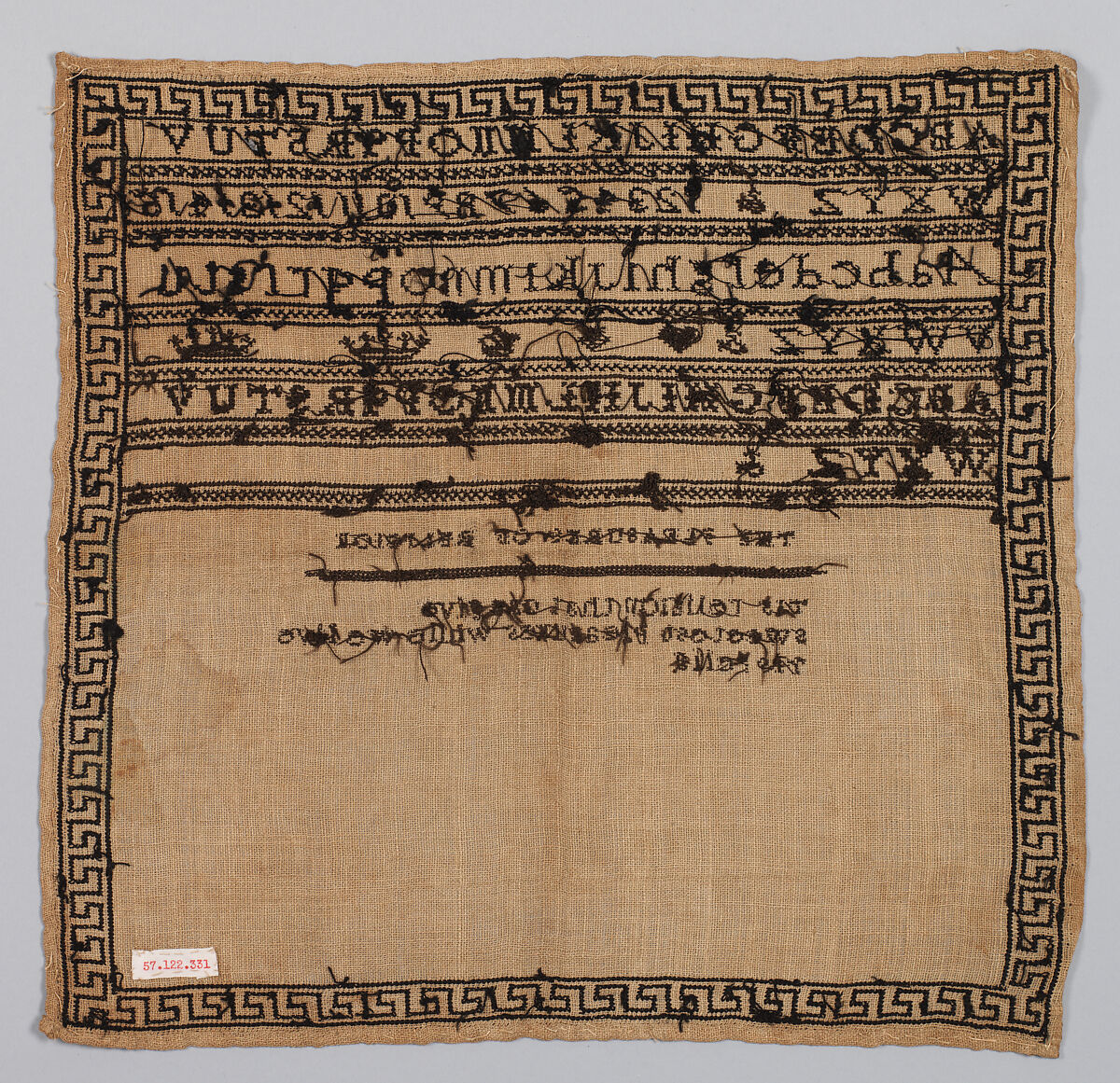 Sampler, Silk on linen canvas, British