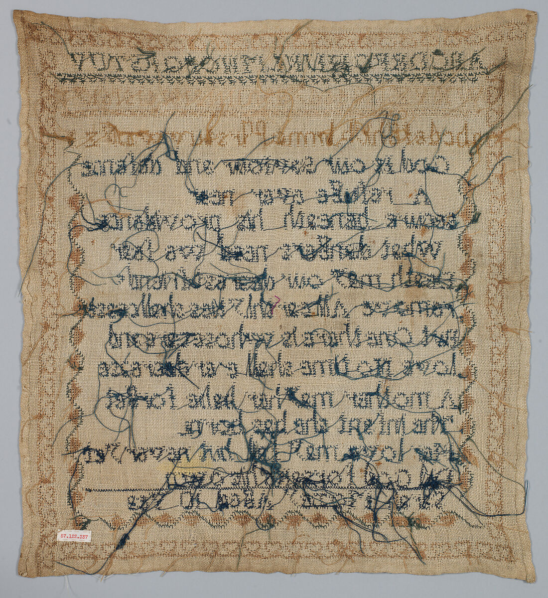 Sampler, Linen on linen canvas, British
