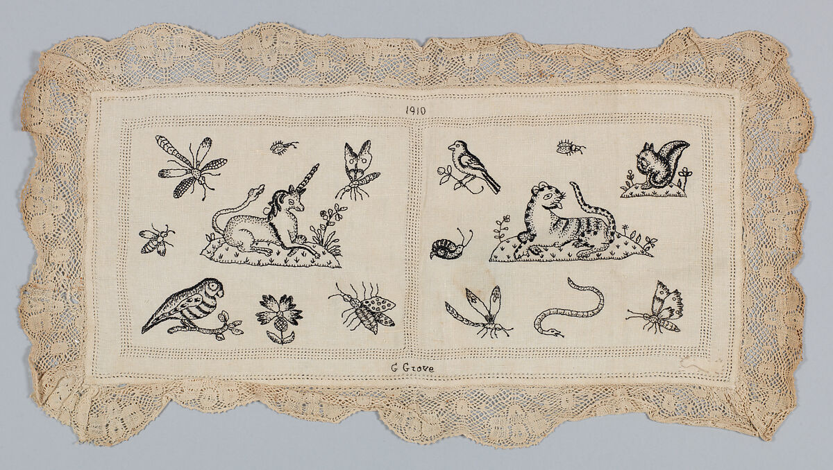 Sampler, Silk on linen, British 