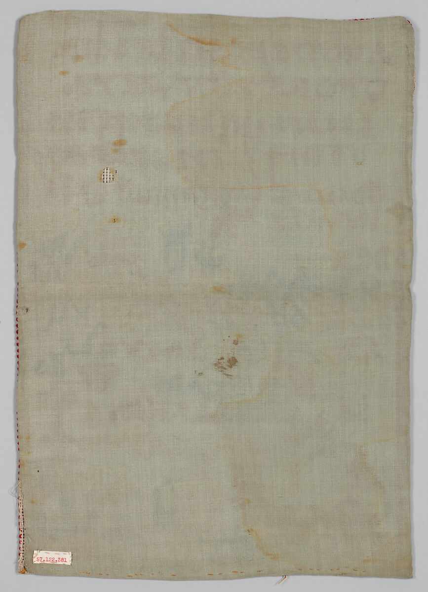 Sampler, Silk on linen canvas, British