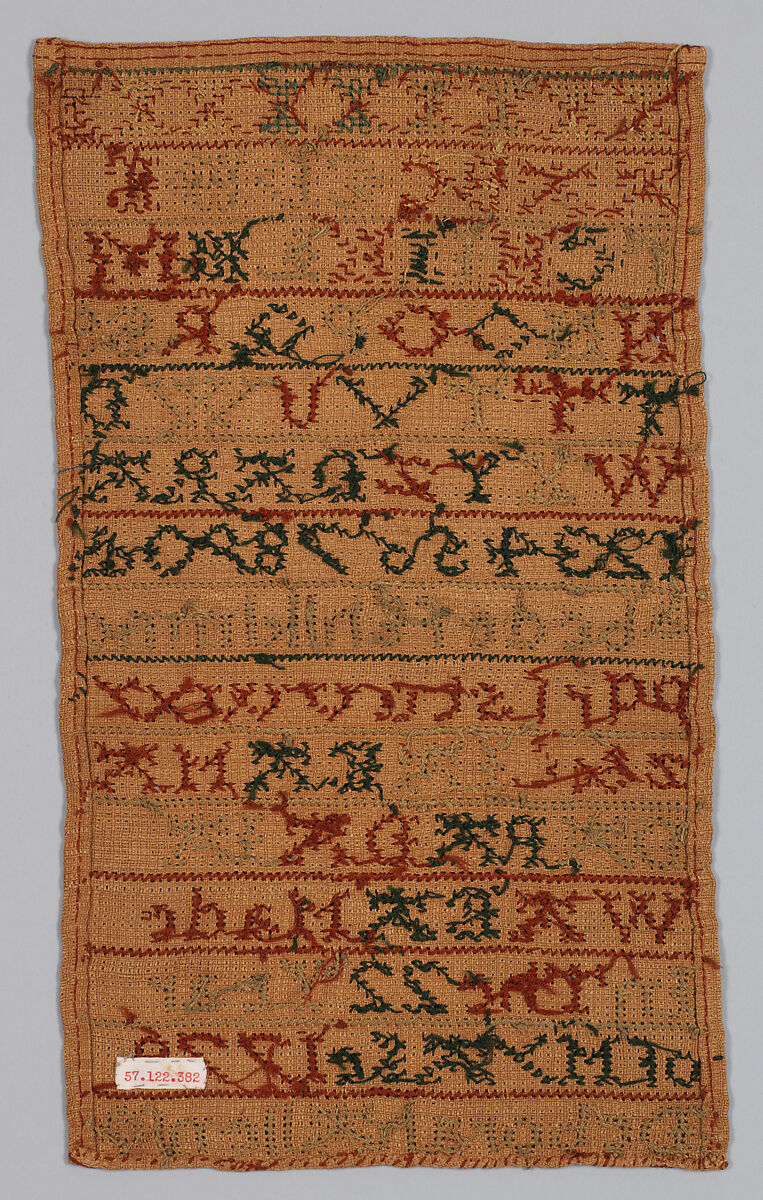 Sampler, Silk on linen canvas, British