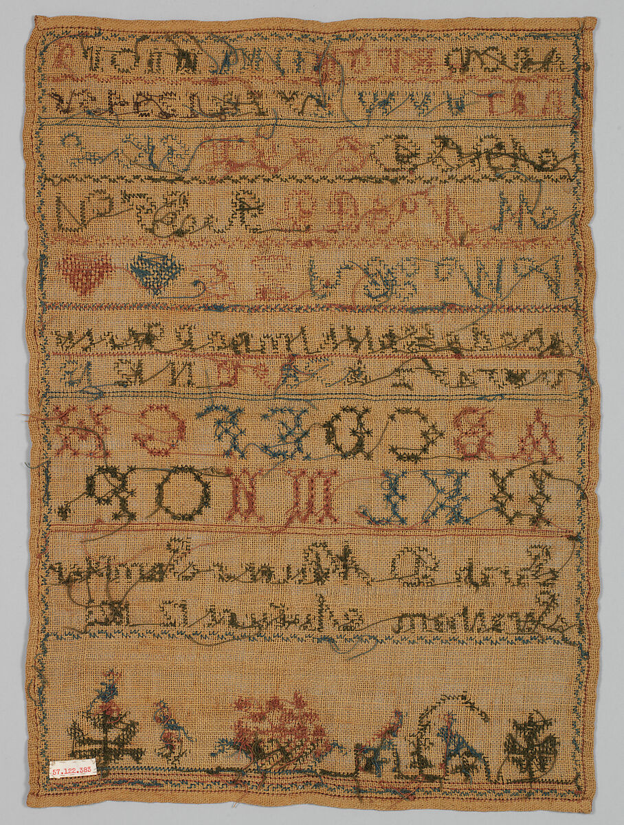 Sampler, Cotton on linen canvas, British