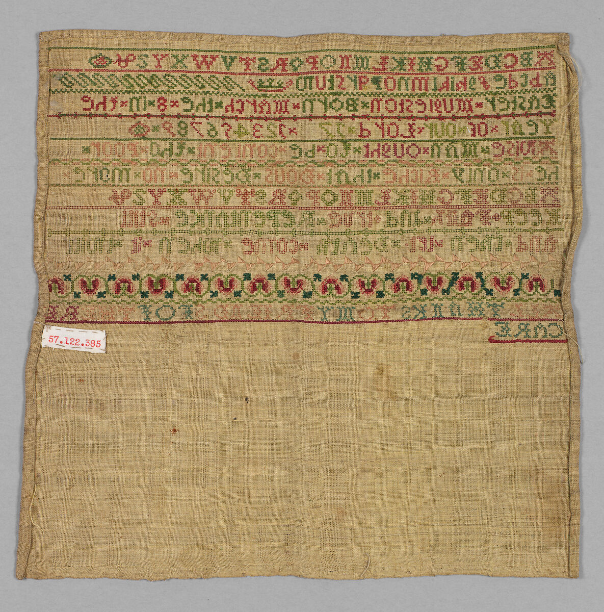 Sampler, Silk on linen , British