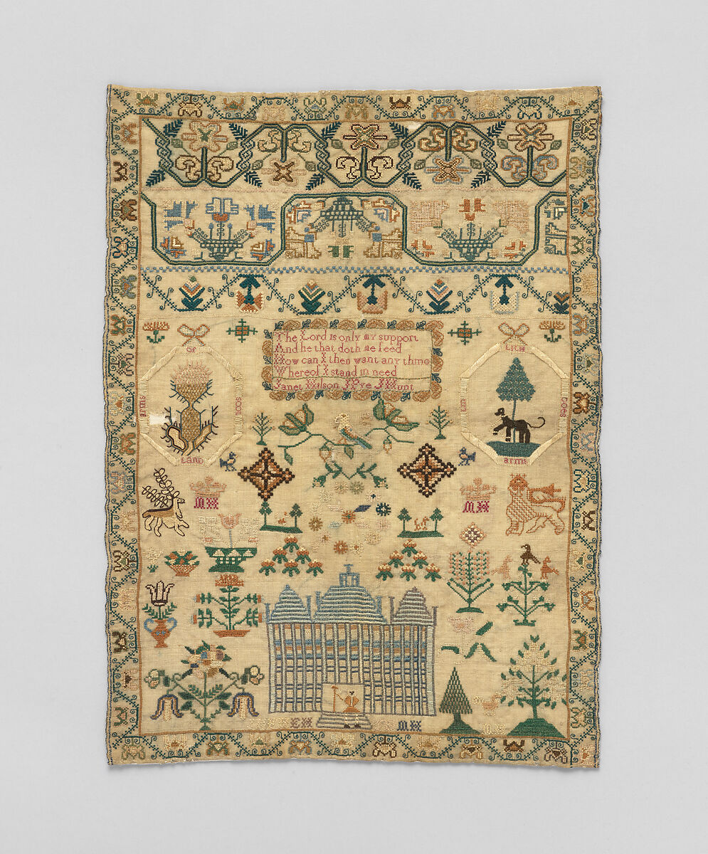 Sampler, Silk on wool, Scottish, Linlithgow 