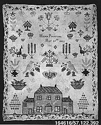 Sampler, Wool and silk on cotton canvas, Scottish