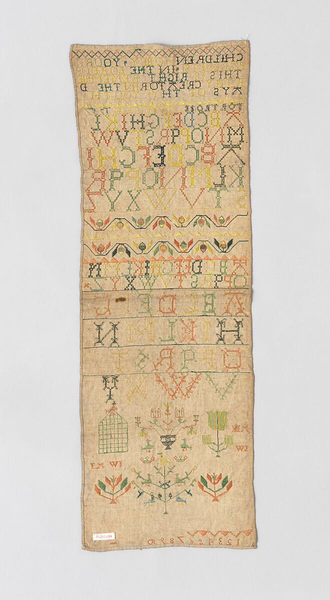 Sampler, Silk on linen, Scottish, Inverness