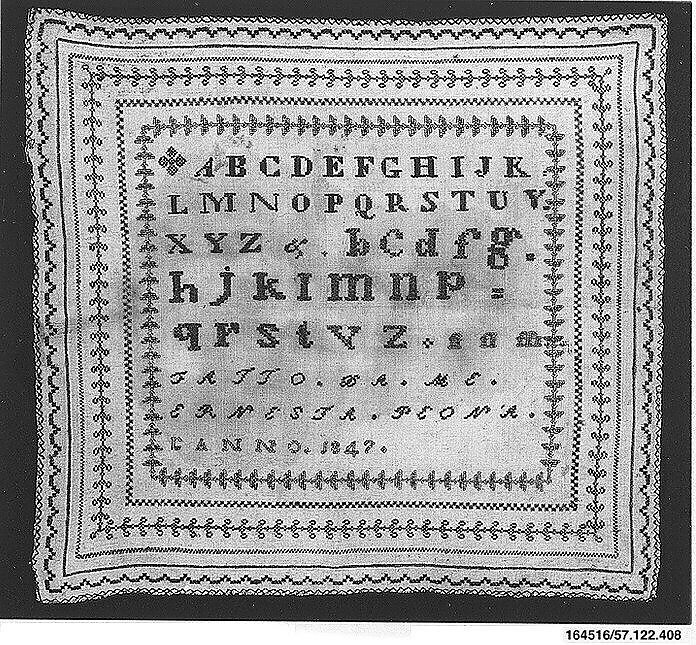 Sampler, Silk on linen, Italian 