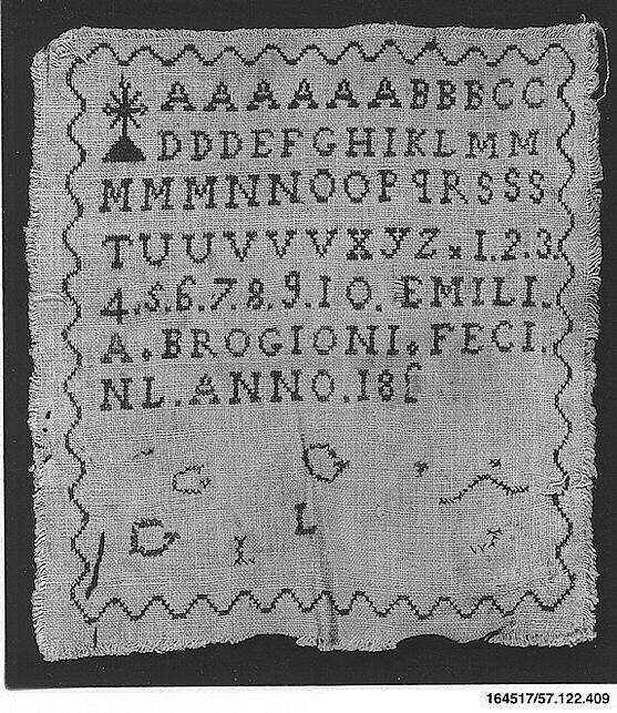 Sampler, Cotton on linen, Italian 