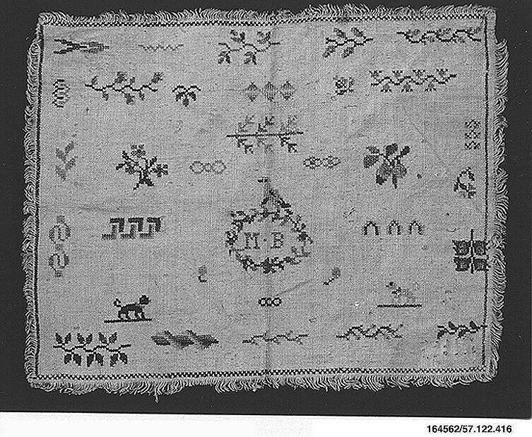 Sampler, Silk on linen, Italian 