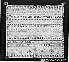 Sampler, Silk on linen, Italian