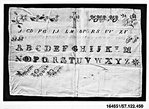Sampler, Cotton on cotton, German 