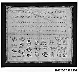Sampler, Cotton on cotton, German 