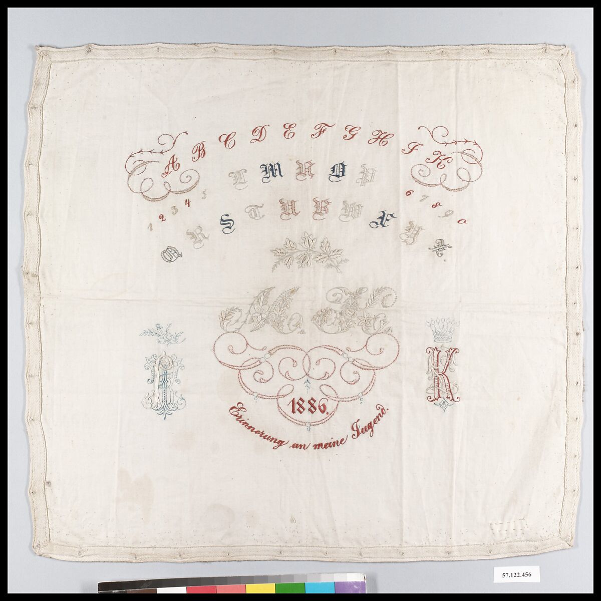 Sampler, Cotton on linen, German