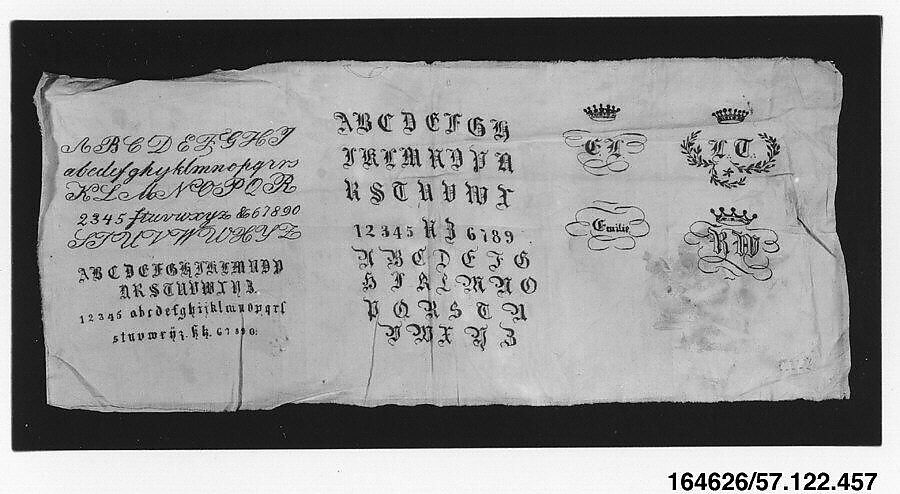 Sampler, Cotton on cotton, German 