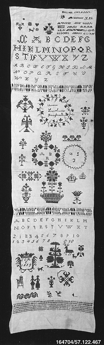 Sampler, Cotton on linen, German 