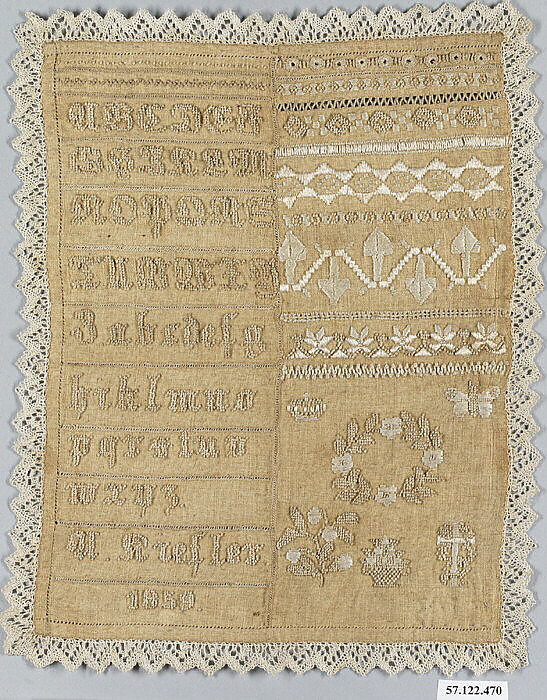 Sampler, Silk on cotton, Swiss 