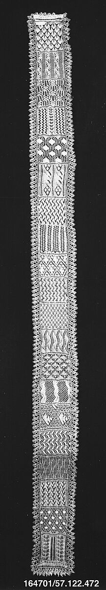 Sampler, Cotton, embroidered net, German 