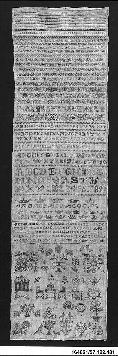 Sampler, Silk on linen, German 