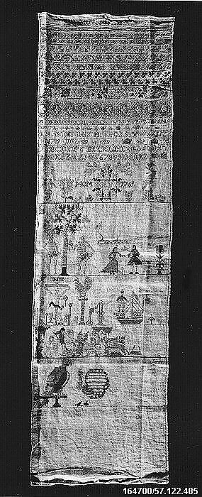 Sampler, Silk on linen, German 