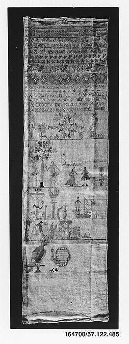 Sampler, Silk on linen, German