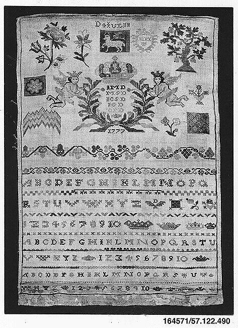 Sampler, Silk on linen, German 