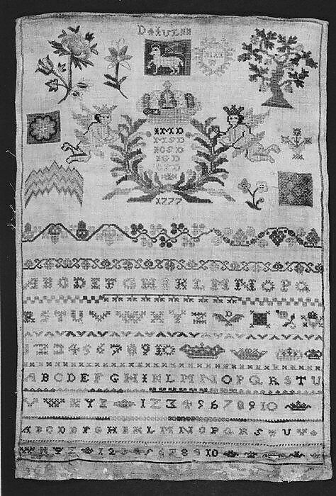 Sampler, Silk on linen, German