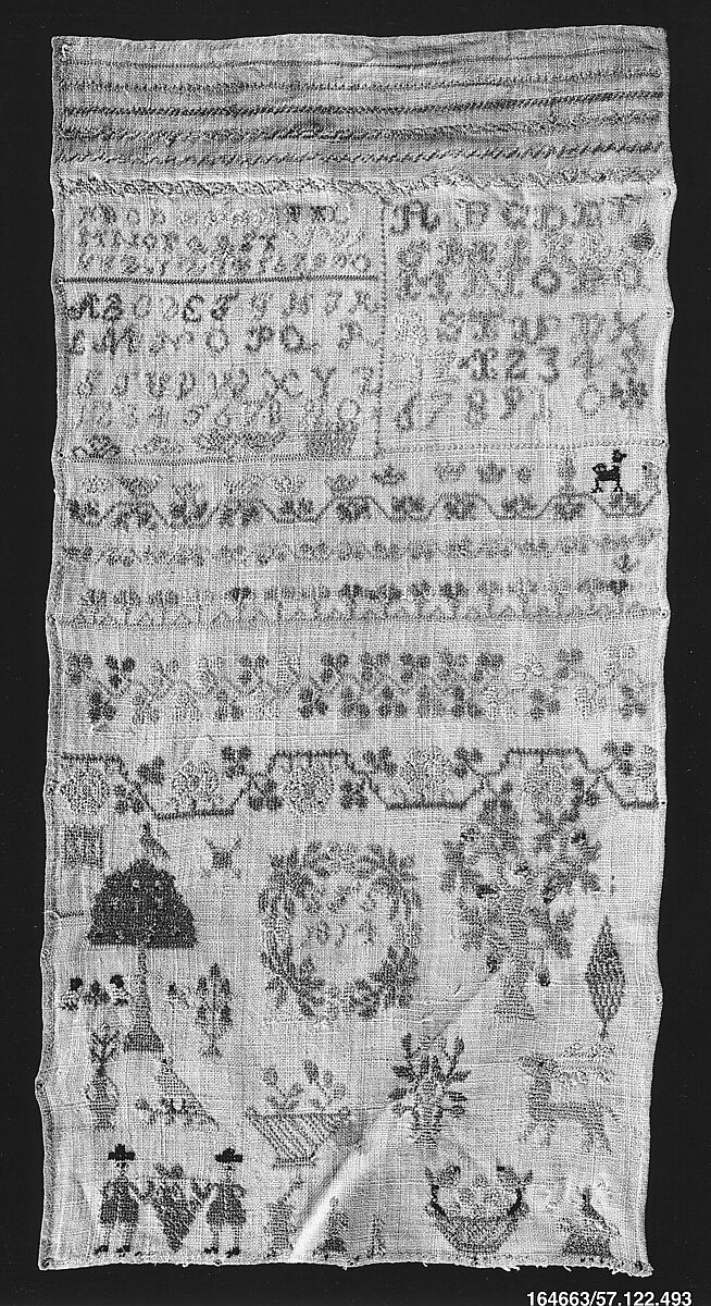 Sampler, Silk on linen, German 