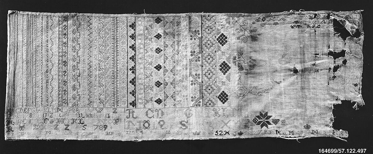 Sampler, Silk on linen, German 