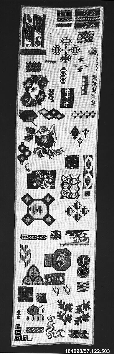 Sampler, Wool and silk on cotton canvas, German 