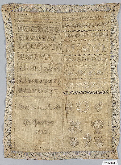 Sampler, Silk on linen, Swiss 