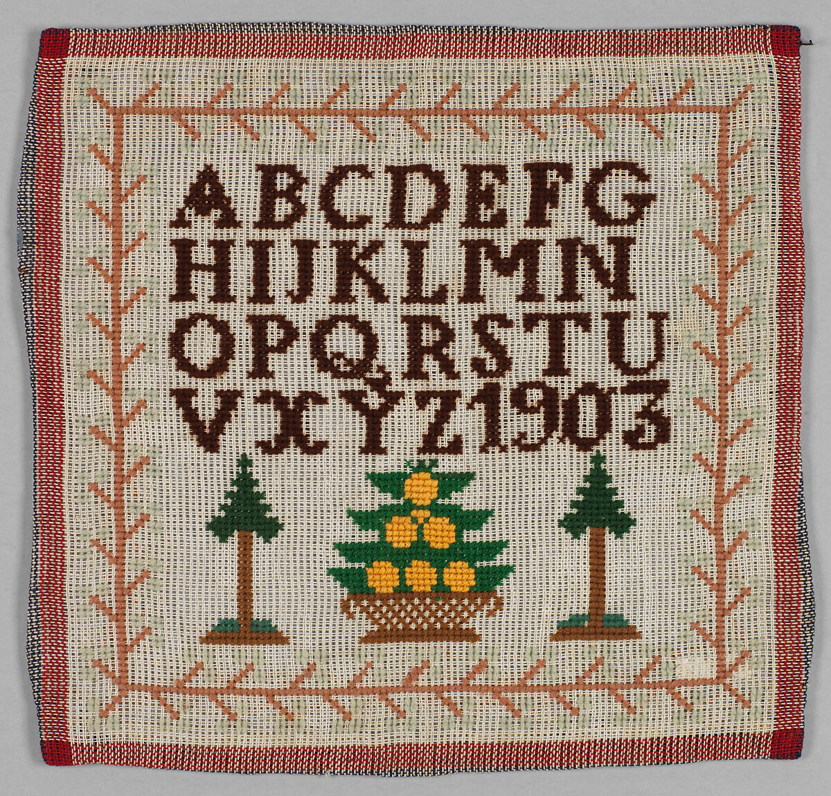 Sampler, Wool on cotton canvas, British 