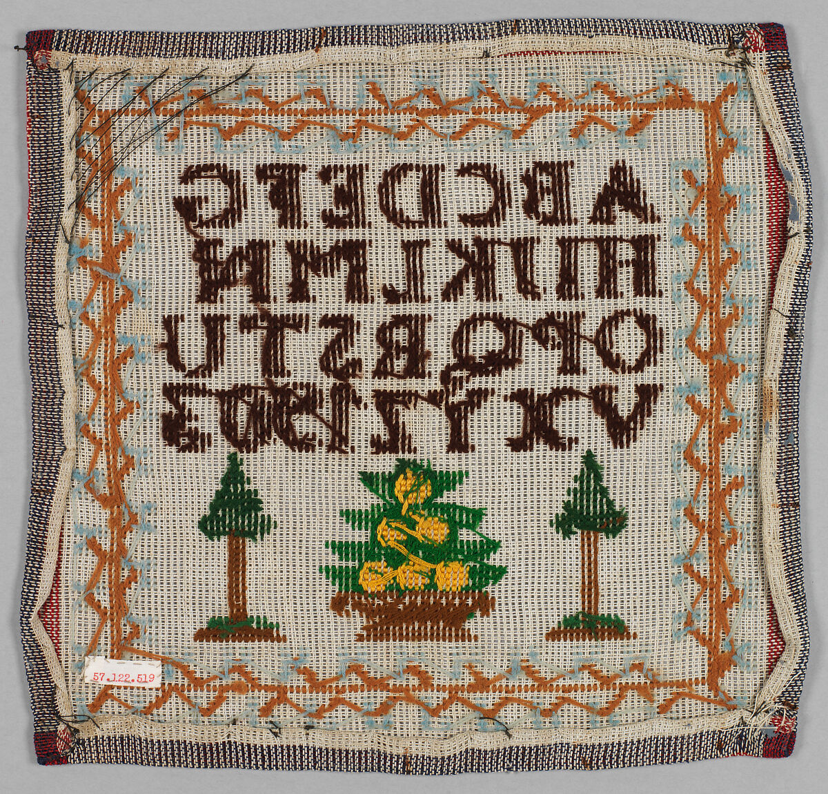 Sampler, Wool on cotton canvas, British