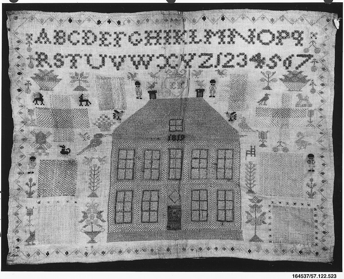 Sampler, Silk on cotton, Dutch 