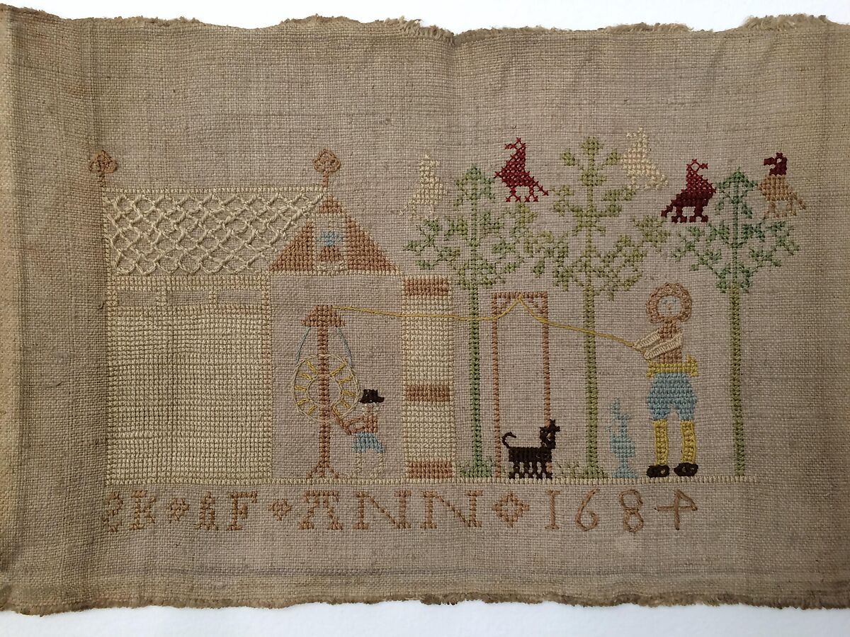 Sampler, Silk on linen, possibly Danish 