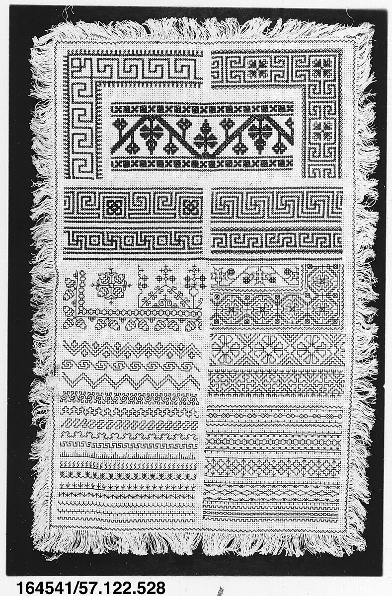 Sampler, Cotton on cotton, German 