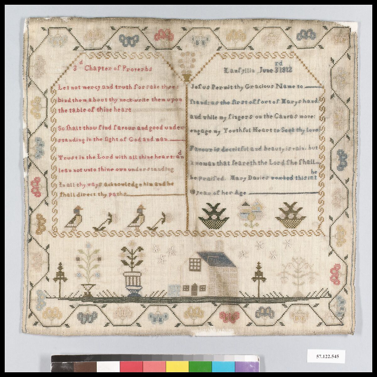 Sampler, Wool canvas, Welsh