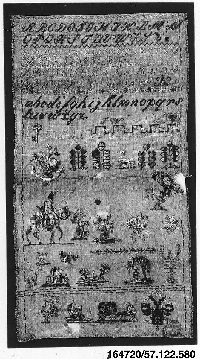 Sampler, Silk on wool canvas, German 