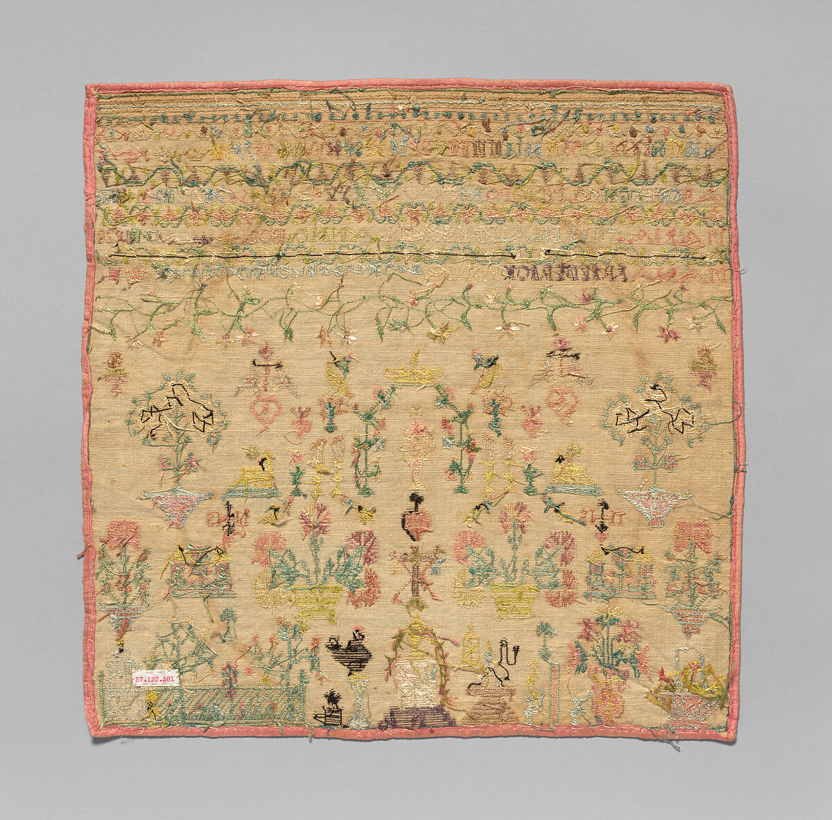 Sampler, Silk on cotton, German