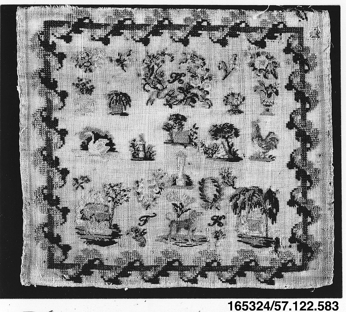 Sampler, Silk on wool, German 