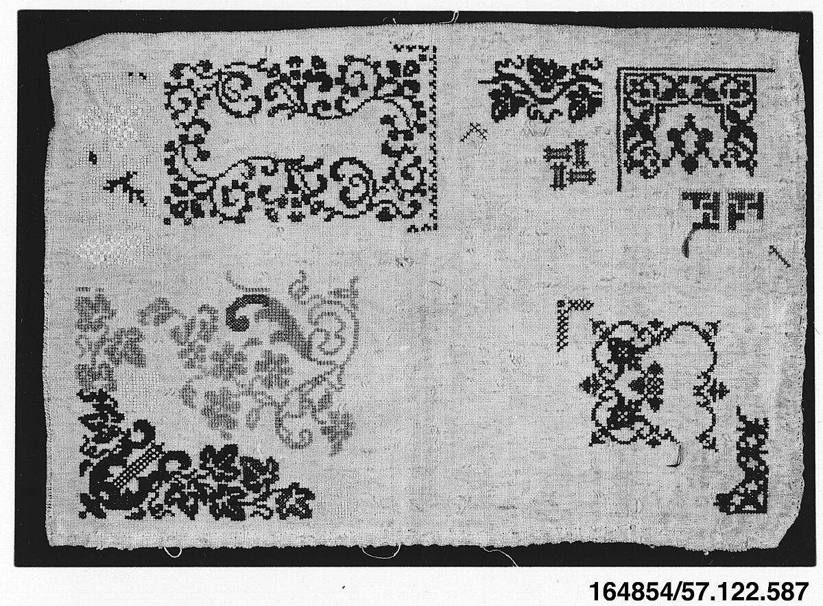 Sampler, Silk and linen on linen, German 